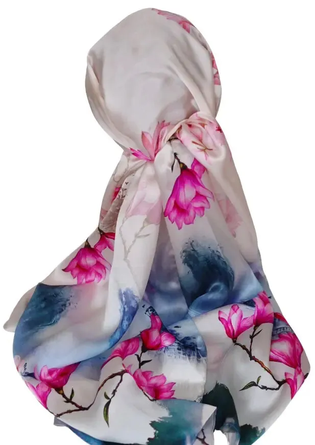 100% Pure Mulberry Silk Rectangular Headscarves