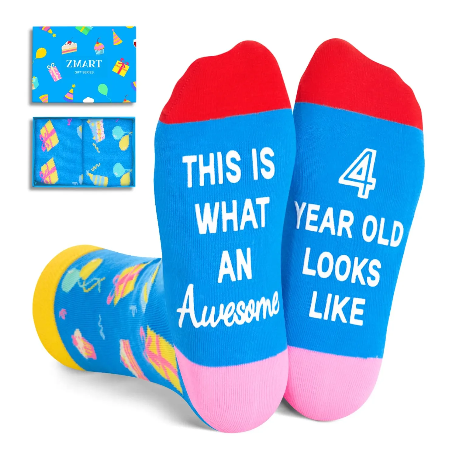 4th Birthday Gifts for 4 Four Year Old Boy Girl, Presents for 4 Year Olds, Toddler Socks 4t, Boys Girls Age 4 Gift Ideas