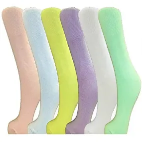 6pairs Ladies Cotton Blend Non Elastic Pastel Loose Top Diabetic Socks 4-6 UK EU 35-39