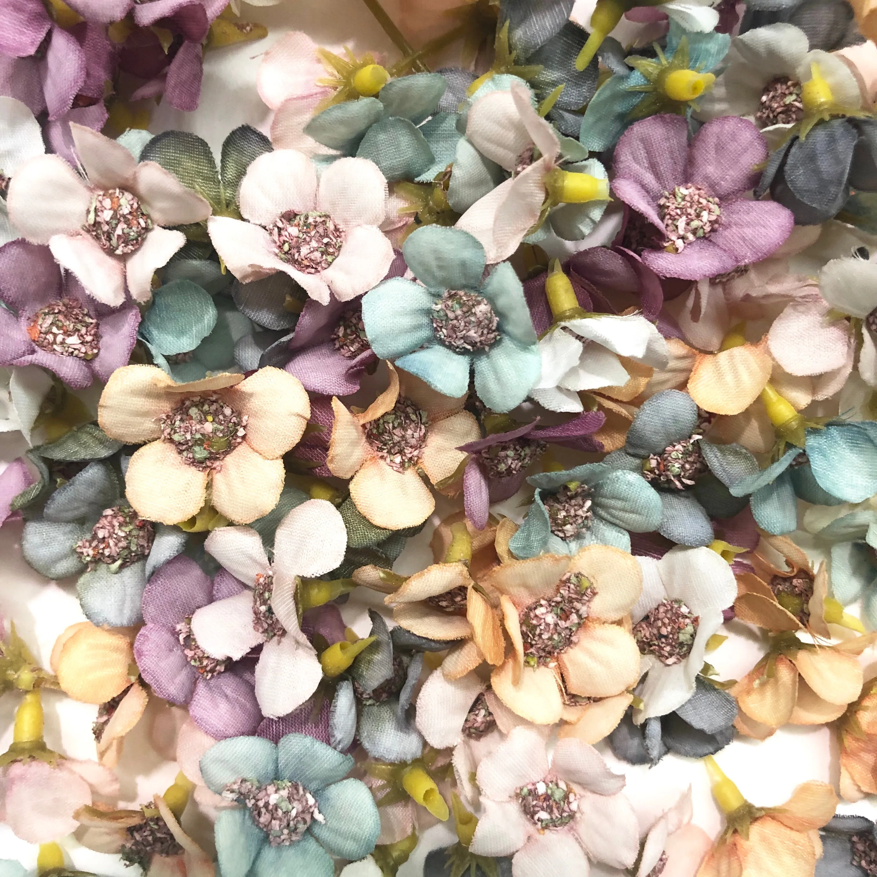 Artificial Silk Flower Heads - Pastel Blossom Assorted Style 17 - 50 Bulk Pack