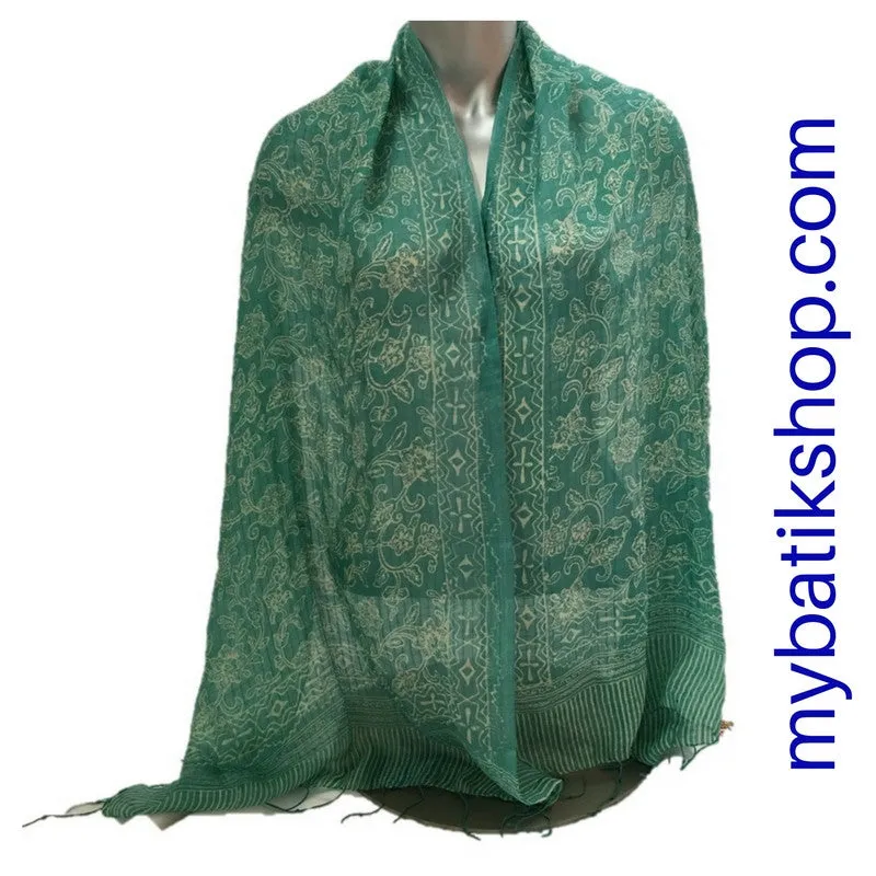 Batik Silk Scarf - Teal