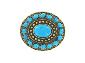 Belt Buckle with Oval Turquoise Stone