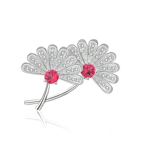 Cherry Blossom Garnet Diamante Pin Brooch