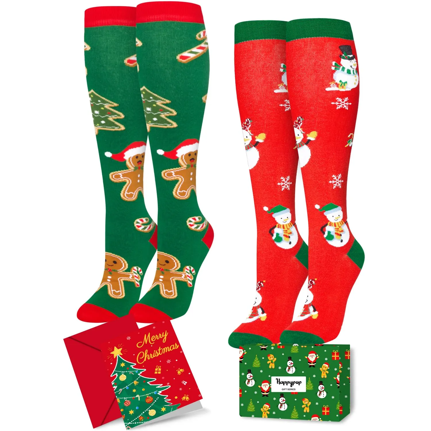 Christmas Gifts Stocking Socks for Women - Christmas Knee High Snoemen Gingerbread Socks Secret Santa Xmas Stocking Stuffers for Teen Girls