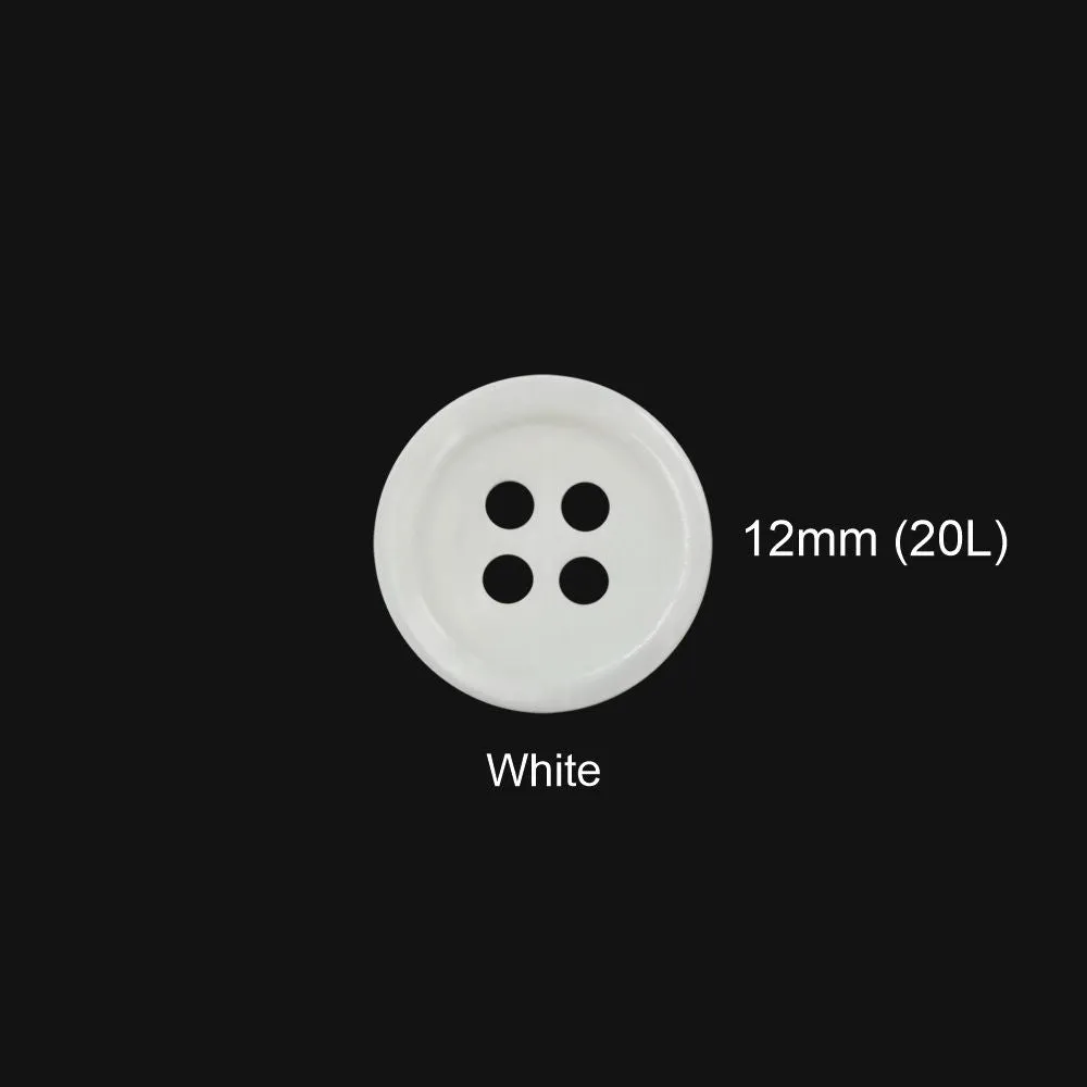 Classic White Round Rim Shirt Buttons for Men/Women/Kids Clothing