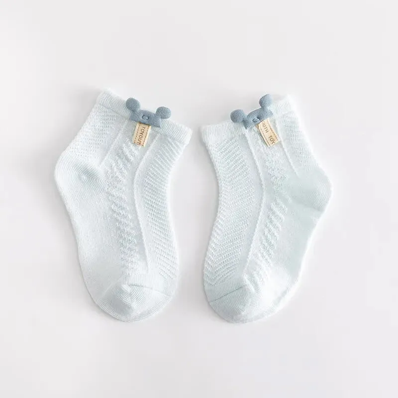 Cotton Netted Socks with Bear Ears