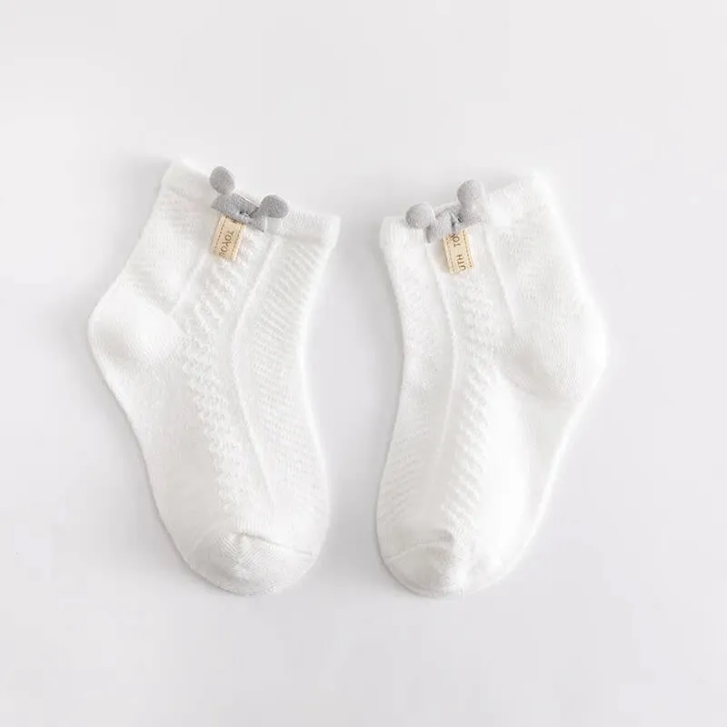 Cotton Netted Socks with Bear Ears