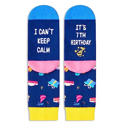 Crazy Funny Birthday Socks for Kids, Top Best Cool Birthday Gifts for 7 Year Old Boys Girls, 7 Year Old 7 Yr Old Girl Boy Gift Ideas