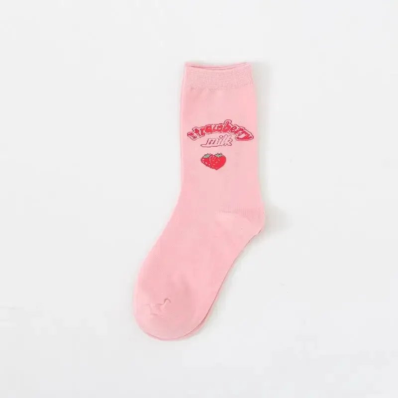 Cute Pink Strawberry Socks