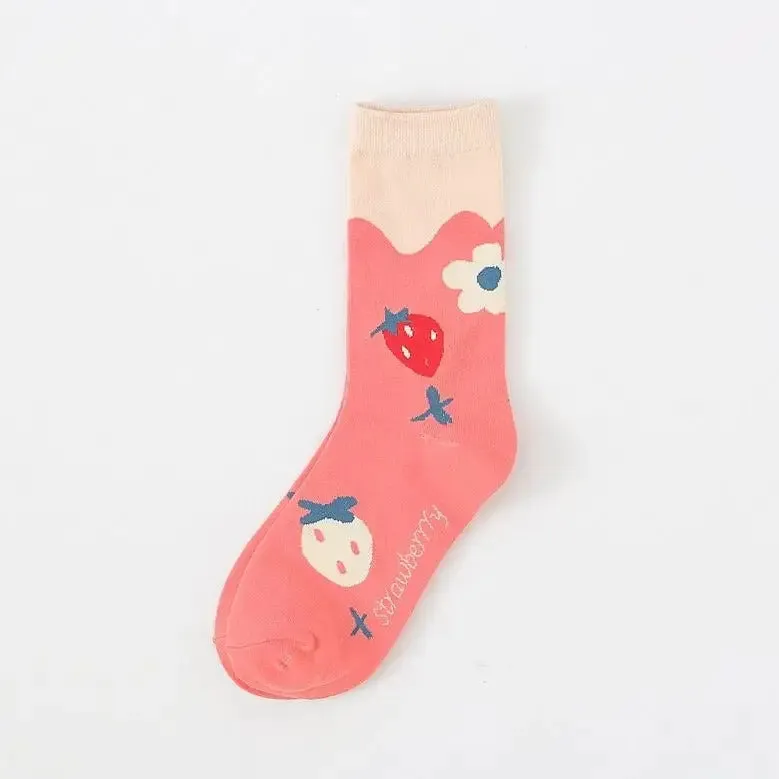 Cute Pink Strawberry Socks