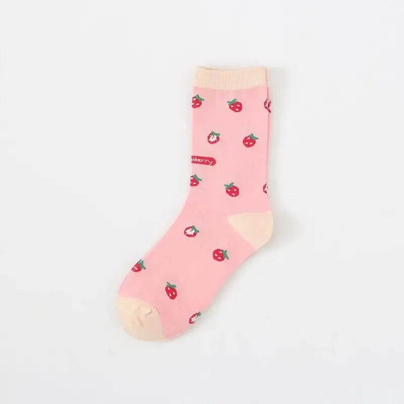 Cute Pink Strawberry Socks