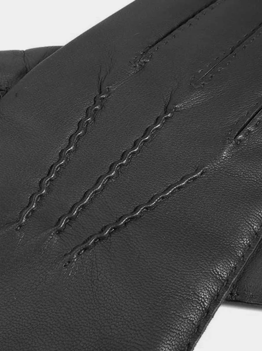 Dents - Black Hand-sewn Three-Point Cashmere-Lined Leather Gloves