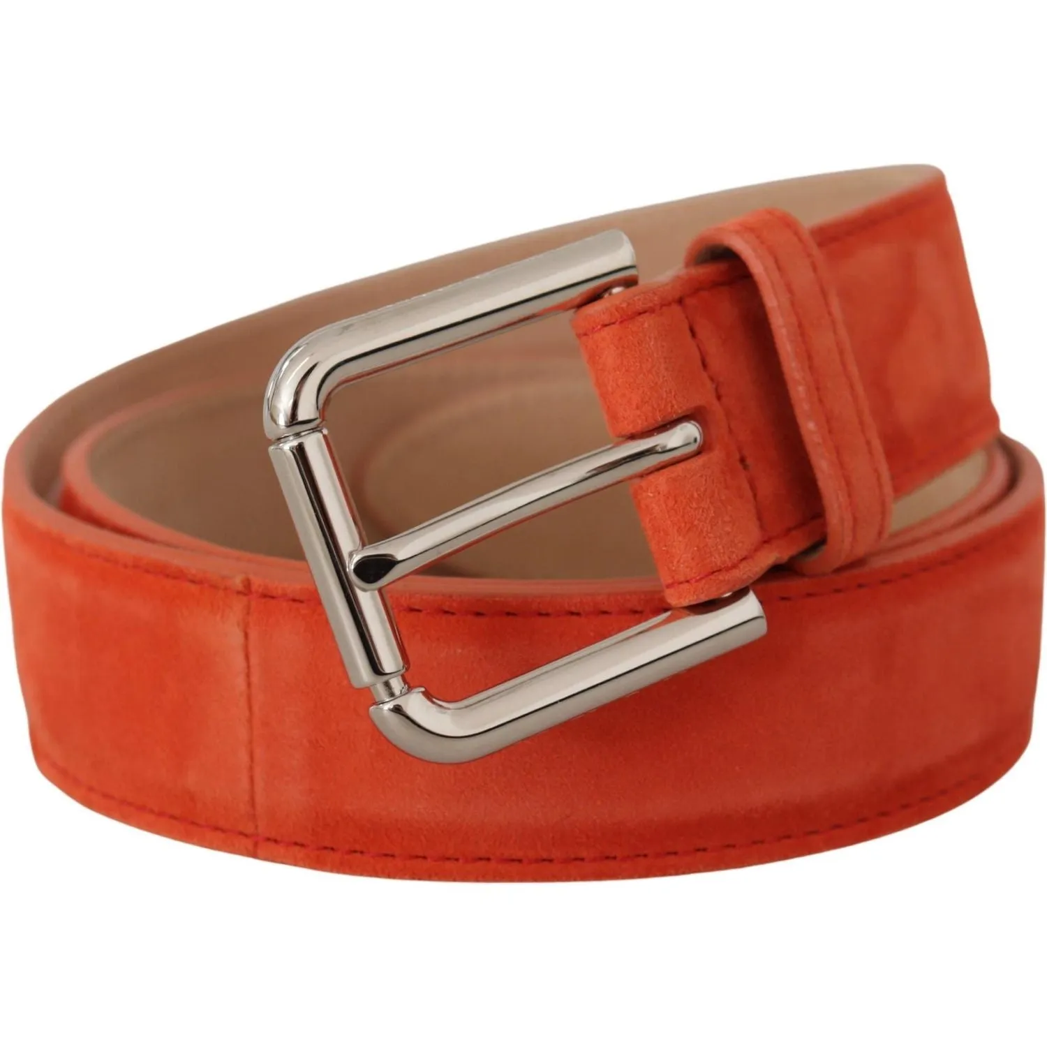 Dolce & Gabbana Elegant Suede Leather Belt in Vibrant Orange