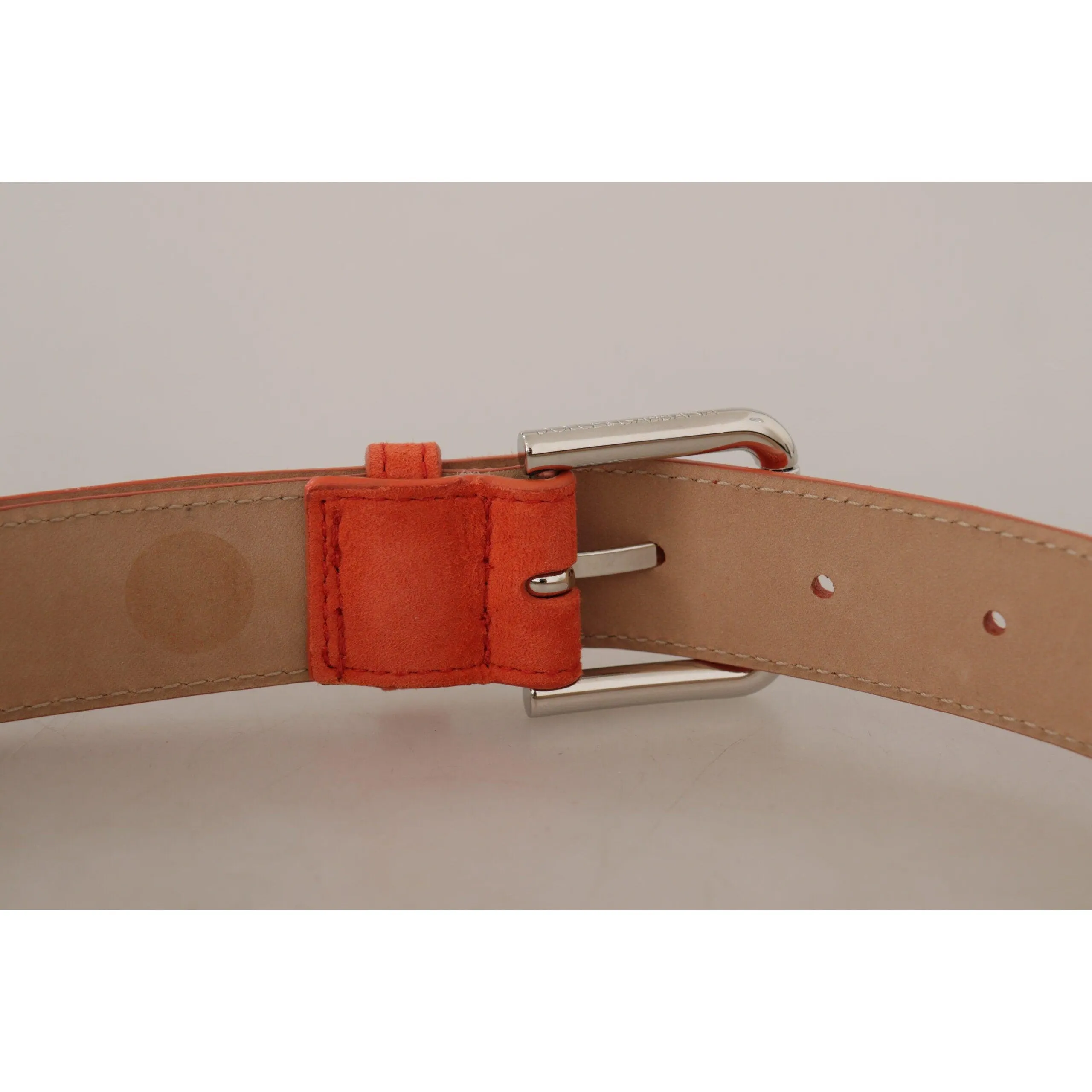 Dolce & Gabbana Elegant Suede Leather Belt in Vibrant Orange