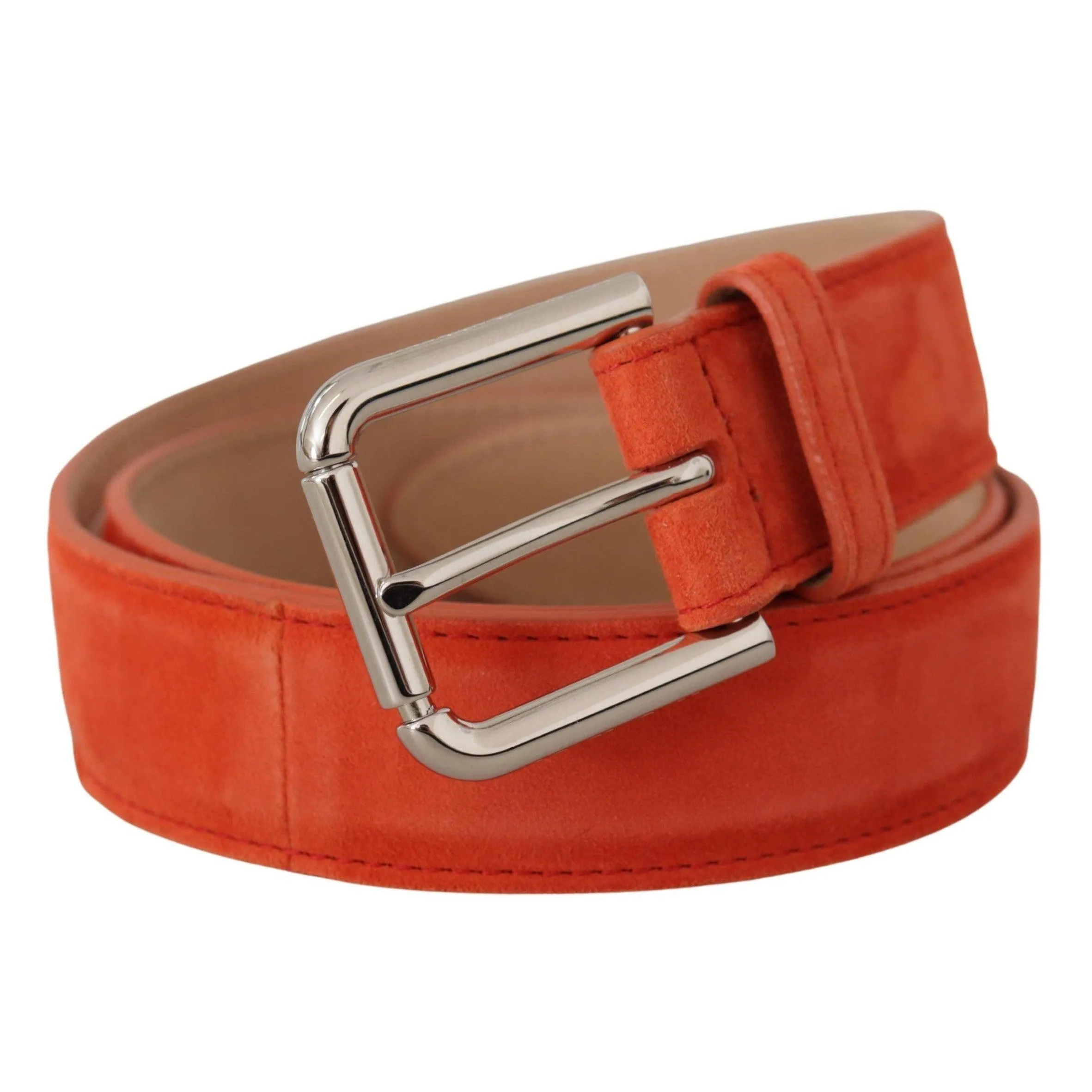 Dolce & Gabbana Elegant Suede Leather Belt in Vibrant Orange