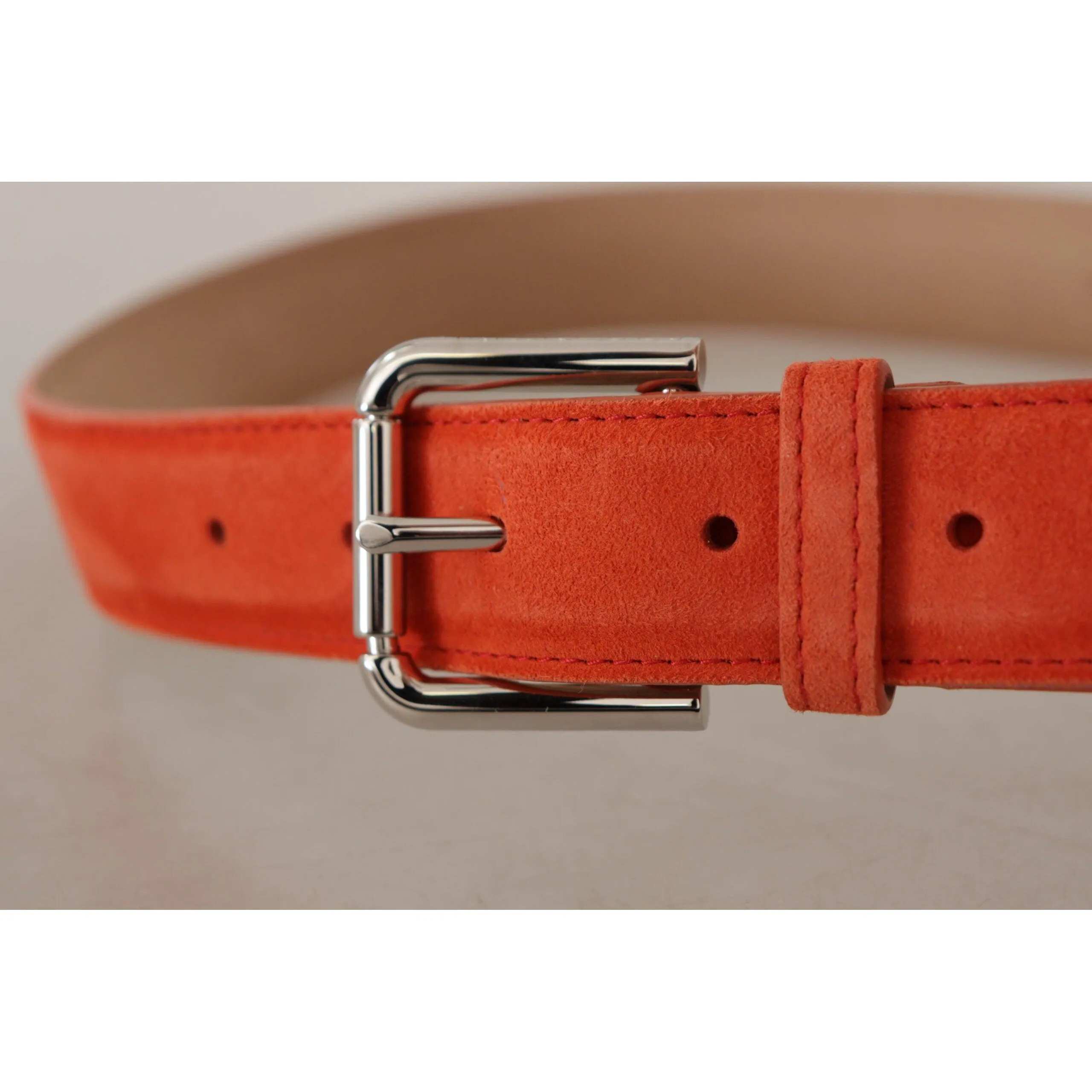 Dolce & Gabbana Elegant Suede Leather Belt in Vibrant Orange