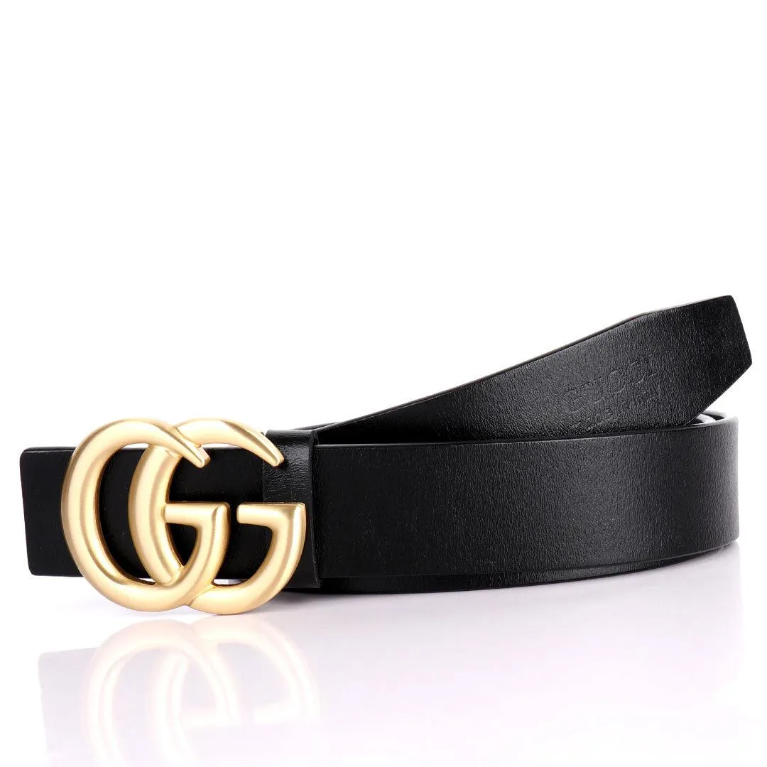 Double G Gold Designed Men's Black Genuine Leather Belt