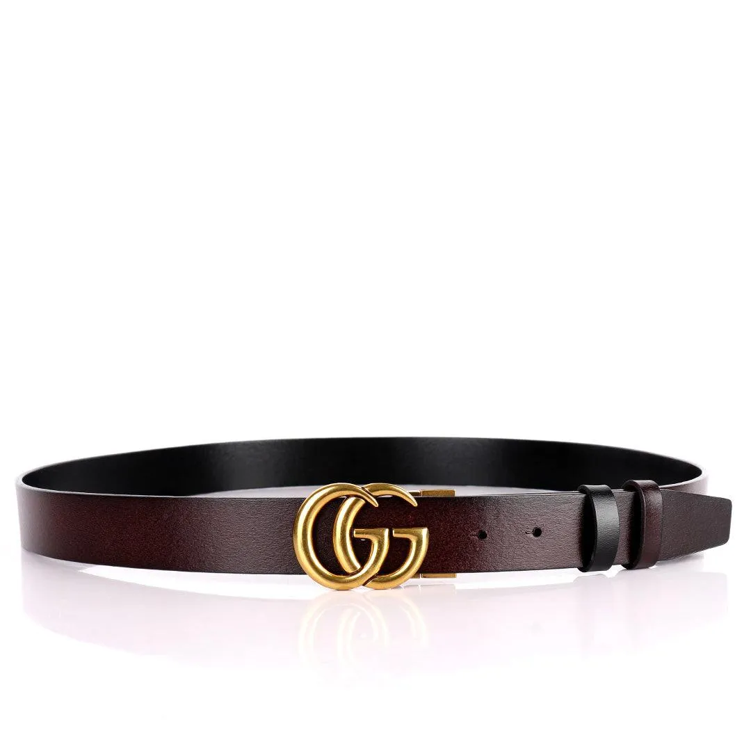 Double G Men's Reversible Black And Brown Genuine Leather Belt