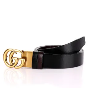 Double G Men's Reversible Black And Brown Genuine Leather Belt