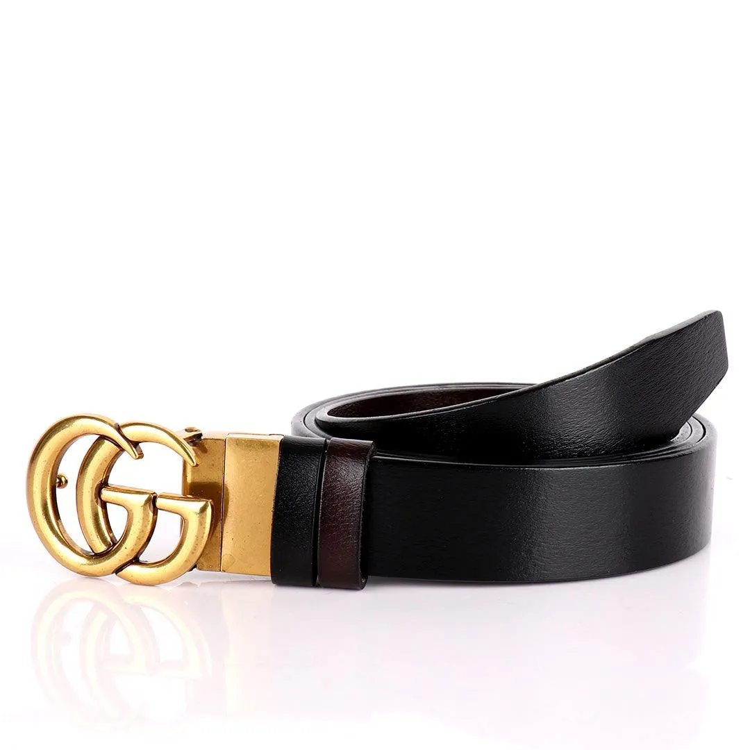 Double G Men's Reversible Black And Brown Genuine Leather Belt