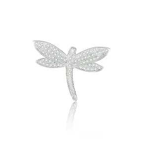 Dragonfly Crystal Clear Diamante Brooch