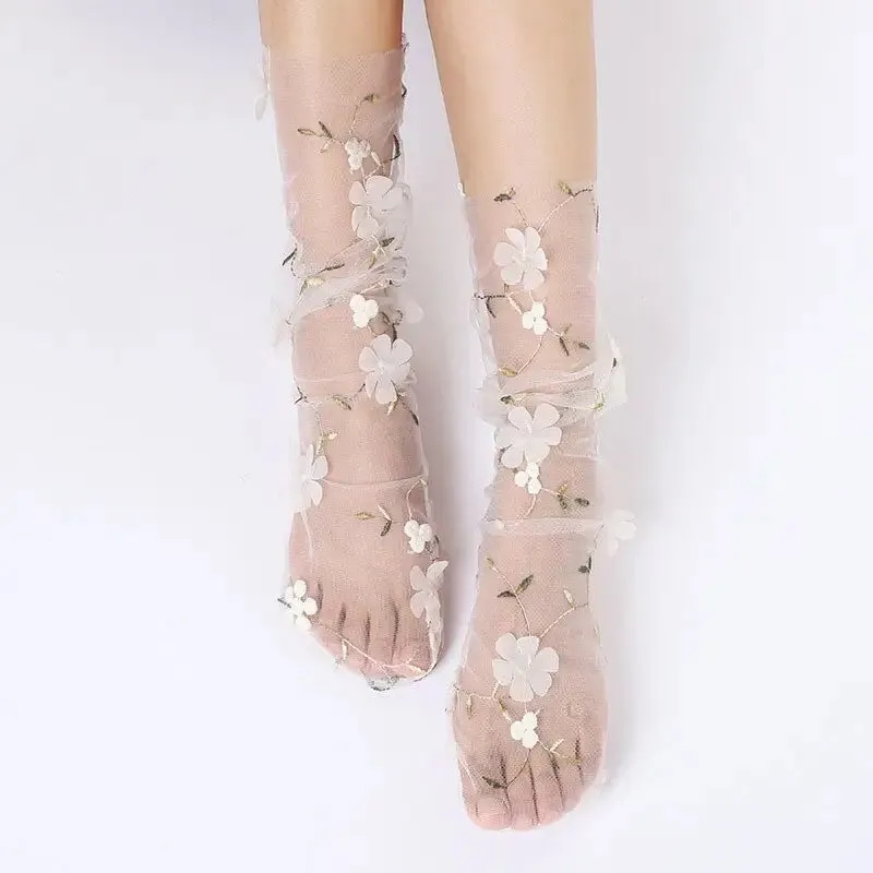 Floral Lace Mesh Socks