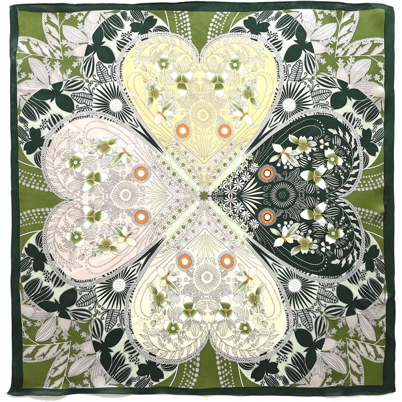 Four-leaf Clover Silk Bandana Scarf Kerchief