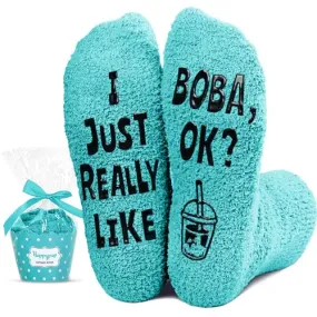 Funny Crazy Boba Socks for Teen Girls Boys, Cute Boba Bubble Milk Tea Gifts for Boba Lovers, Silly Boba Socks Gifts