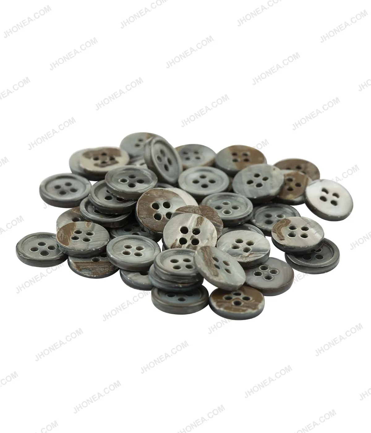 Glossy & Shiny Pearlescent Grey Rounded Rim Shirt Buttons