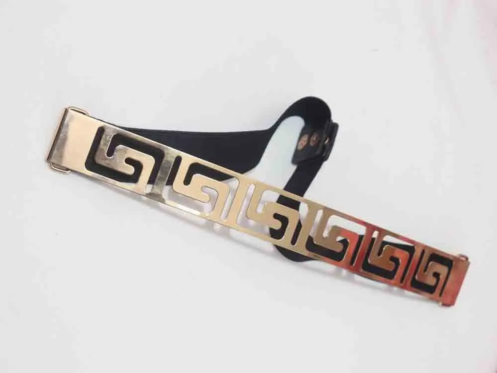 Gold & Black Metallic Elastic Belt - Stylish Accessory for Professionals