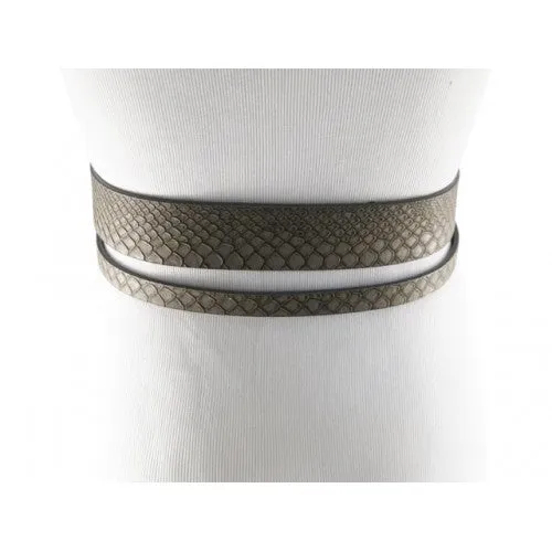 Gray Snakeskin Graduating Double Wrap Belt