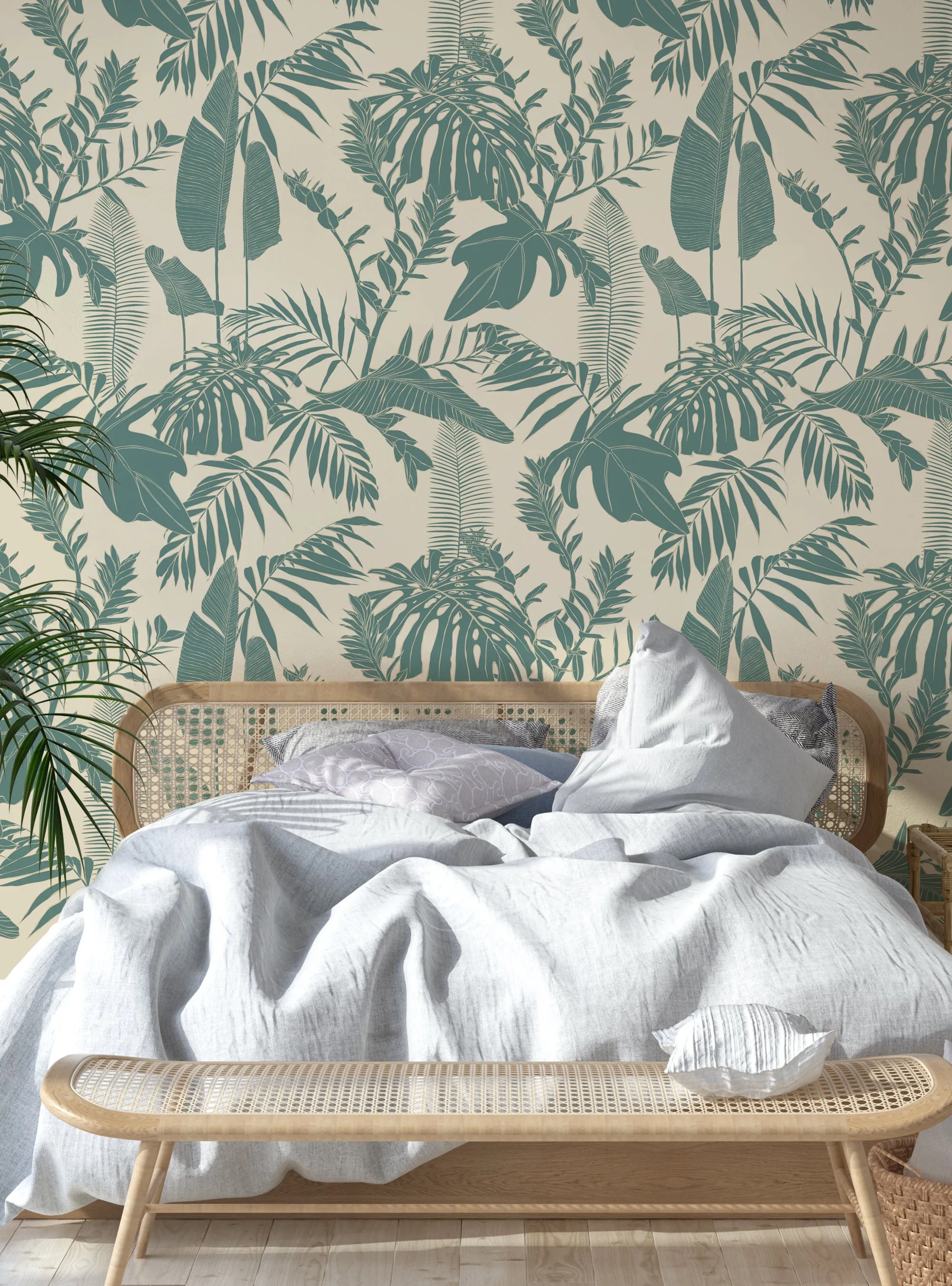 Hand Drawn Jungle Leaves Wallpaper Mural