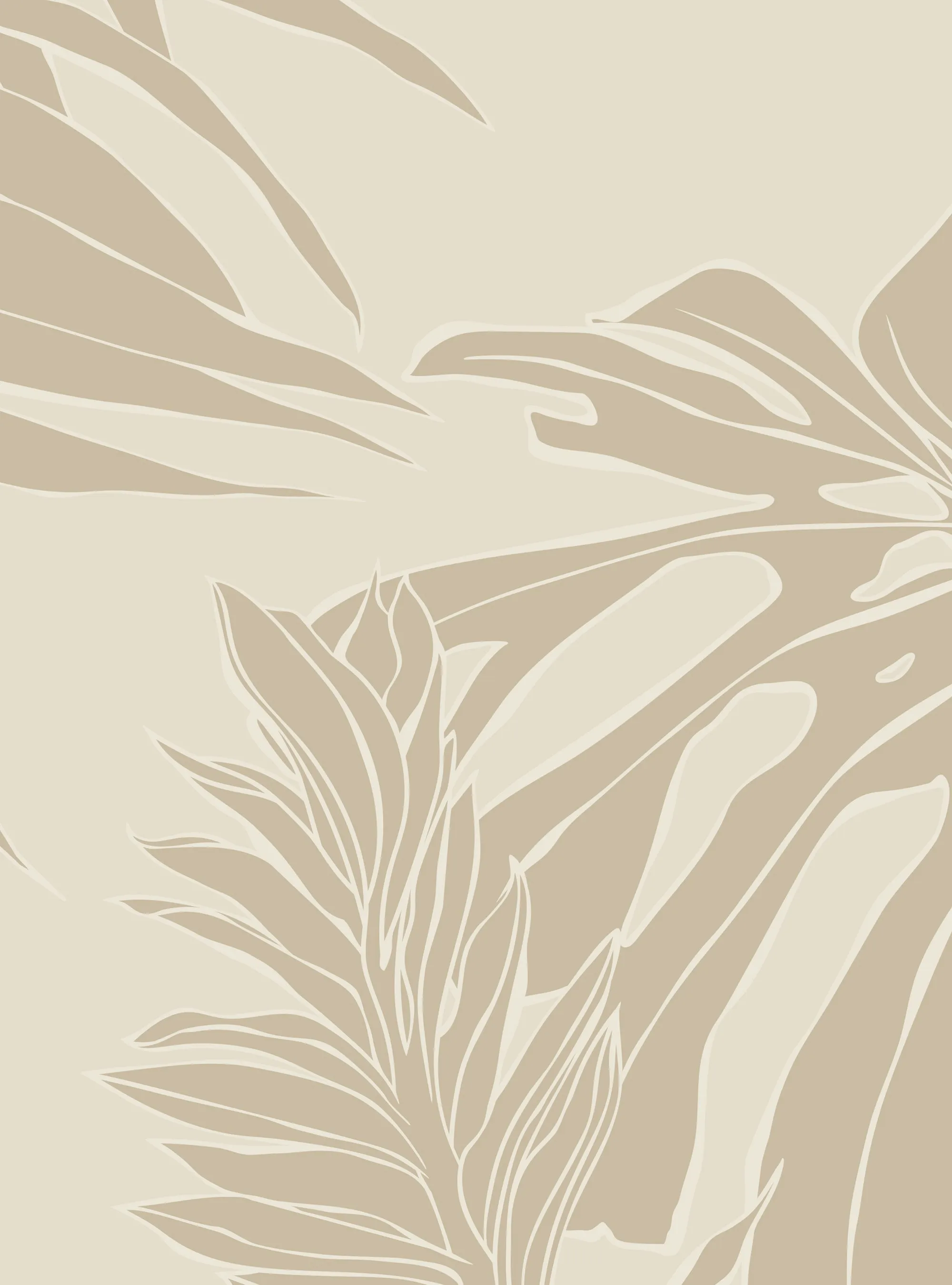 Hand Drawn Jungle Leaves Wallpaper Mural