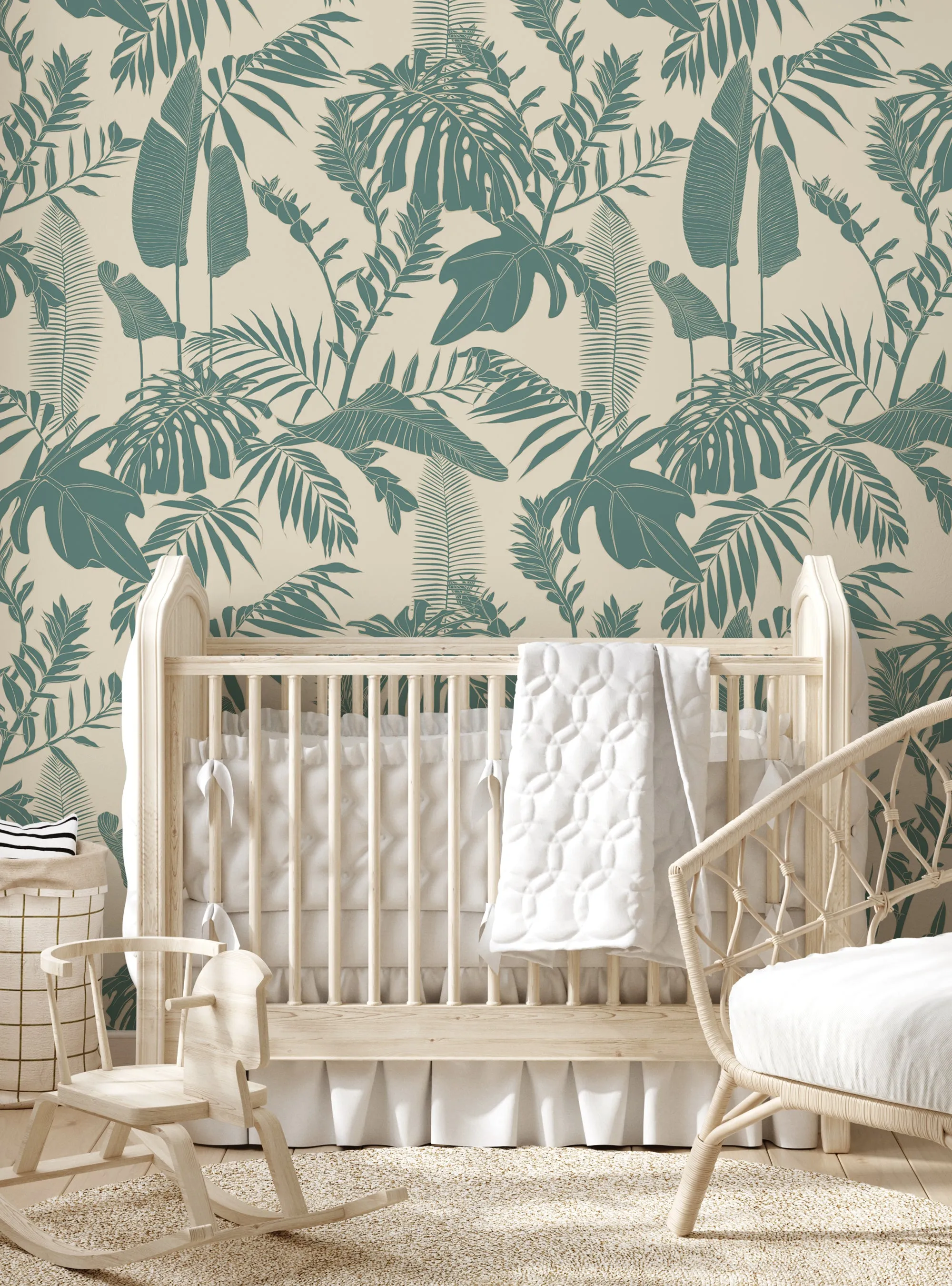 Hand Drawn Jungle Leaves Wallpaper Mural