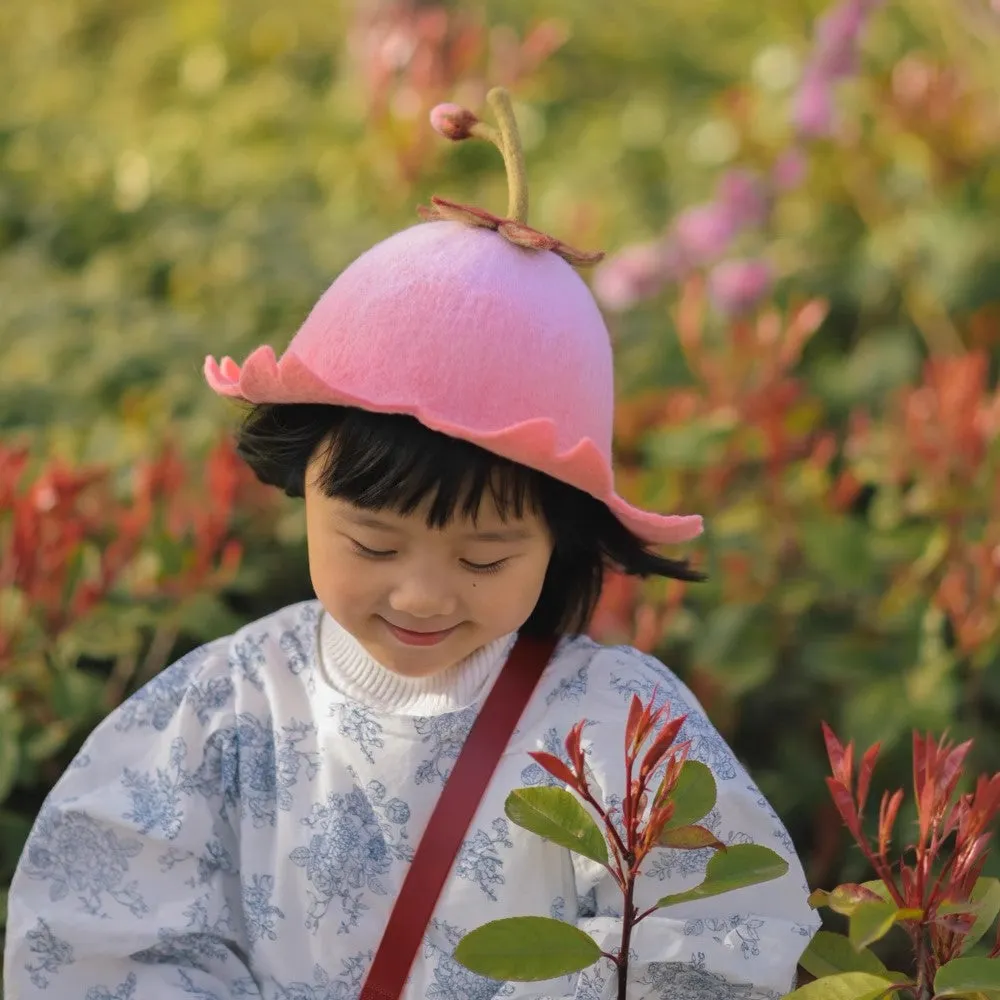 Handmade Cherry Blossom Peach Pink Fairy Flower Cute Wool Hat