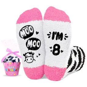 HAPPYPOP 8 Year Old Birthday Gifts for Girls - Socks for Kids Age 8, Presents for 8 Year Old Child Girls with Greeting Card