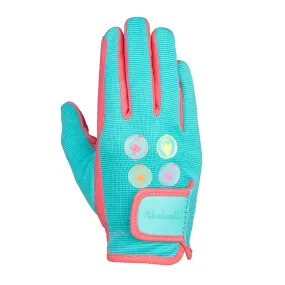 Hy Equestrian Thelwell Collection All Rounder Riding Gloves Aquarius/Pink/Teal