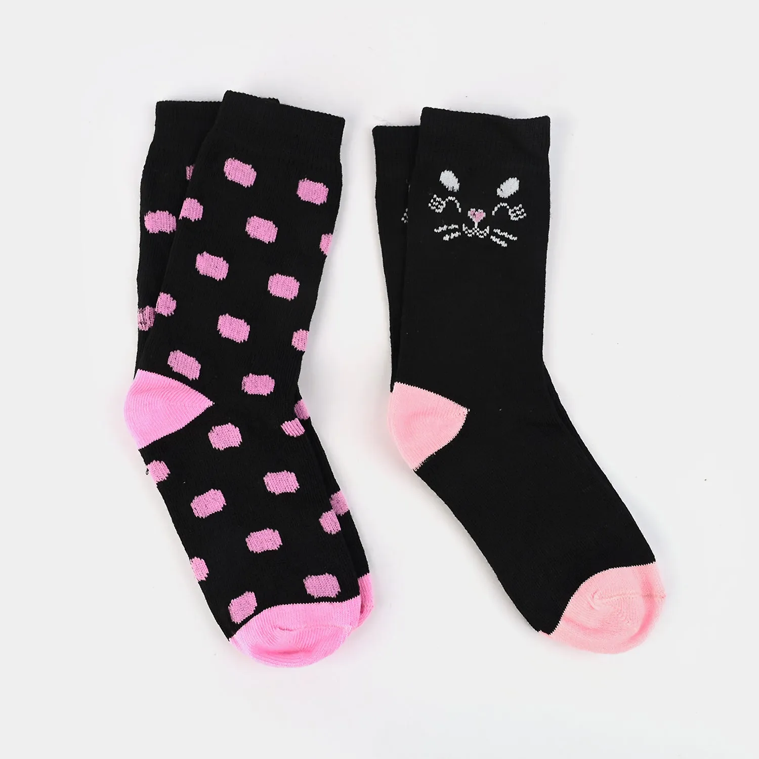 Infant Girls Pack of 2 Socks Meow-mIX