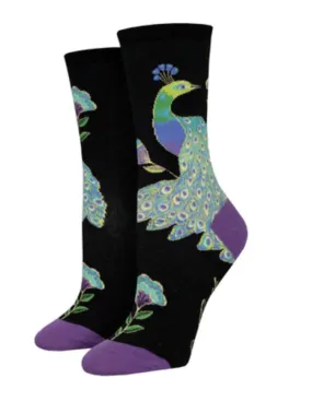 Intricate Peacock Crew Socks