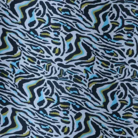 Ivory with Mustard and Aqua Hints Zebra Animal Print Silk Charmeuse Fabric