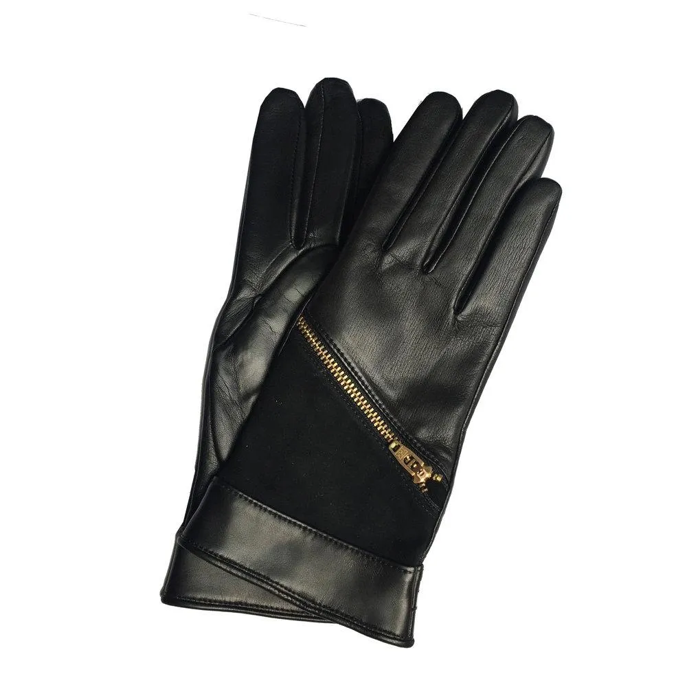 Jacqueline 2 - Women's Cashmere Lined Leather Gloves with Zip Detail