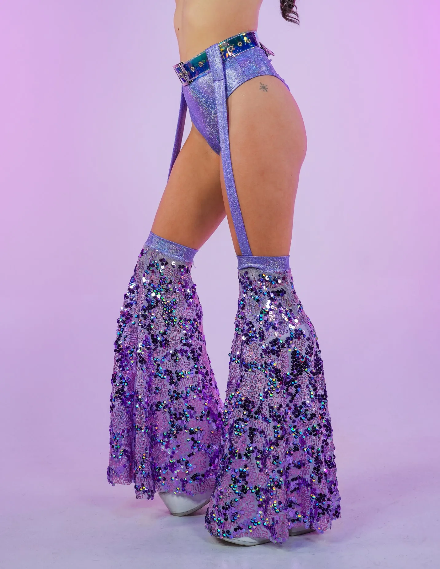 Lavender Sequin Disco Belt with Chaps