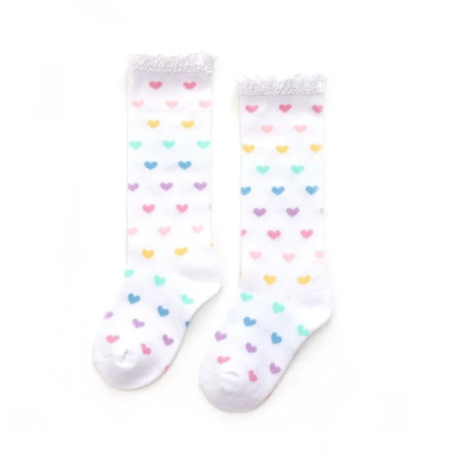 Little Stocking Co Lace Top Knee High Socks - Sweetheart