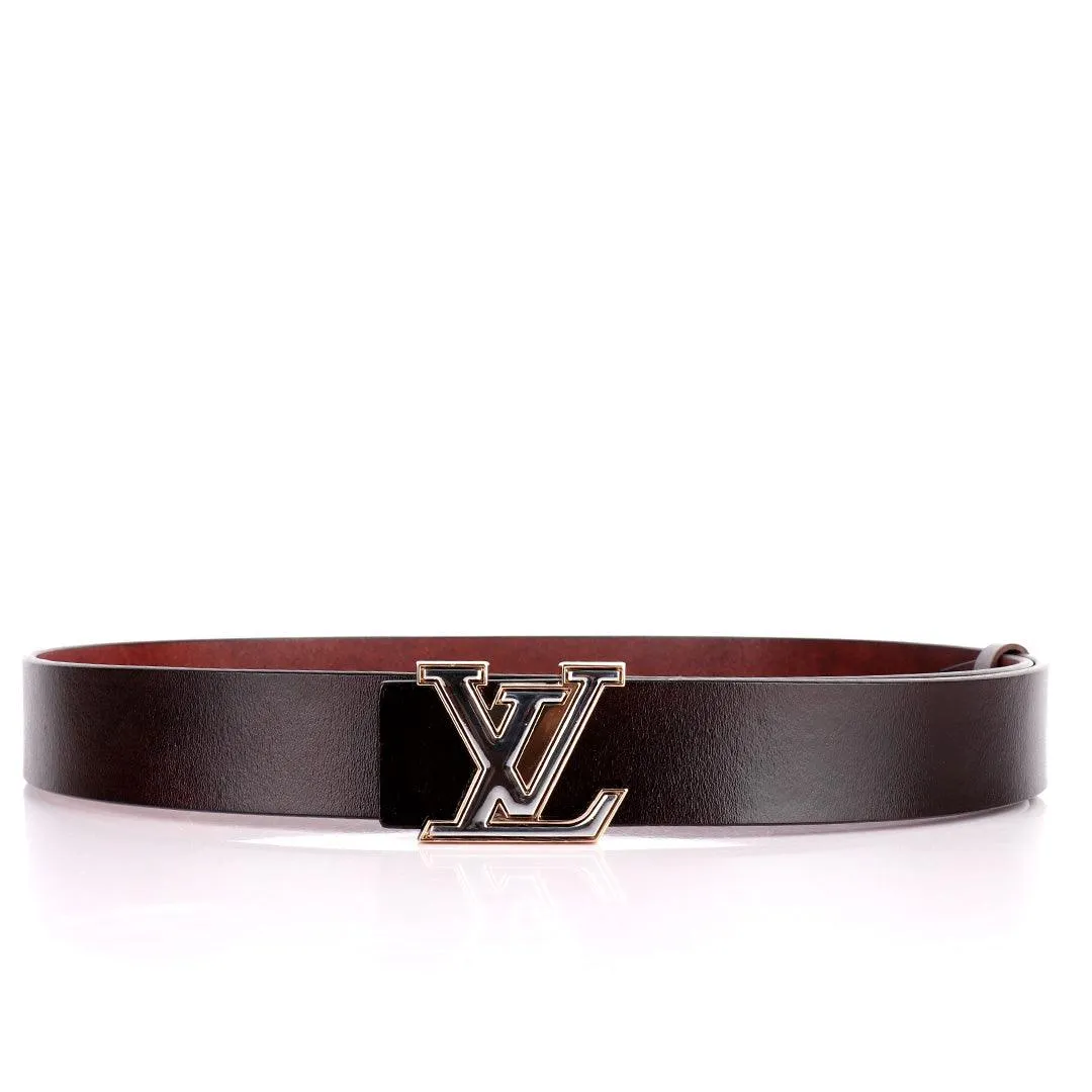 LV Logo Designed Luxurious Men's Leather Belt- Brown