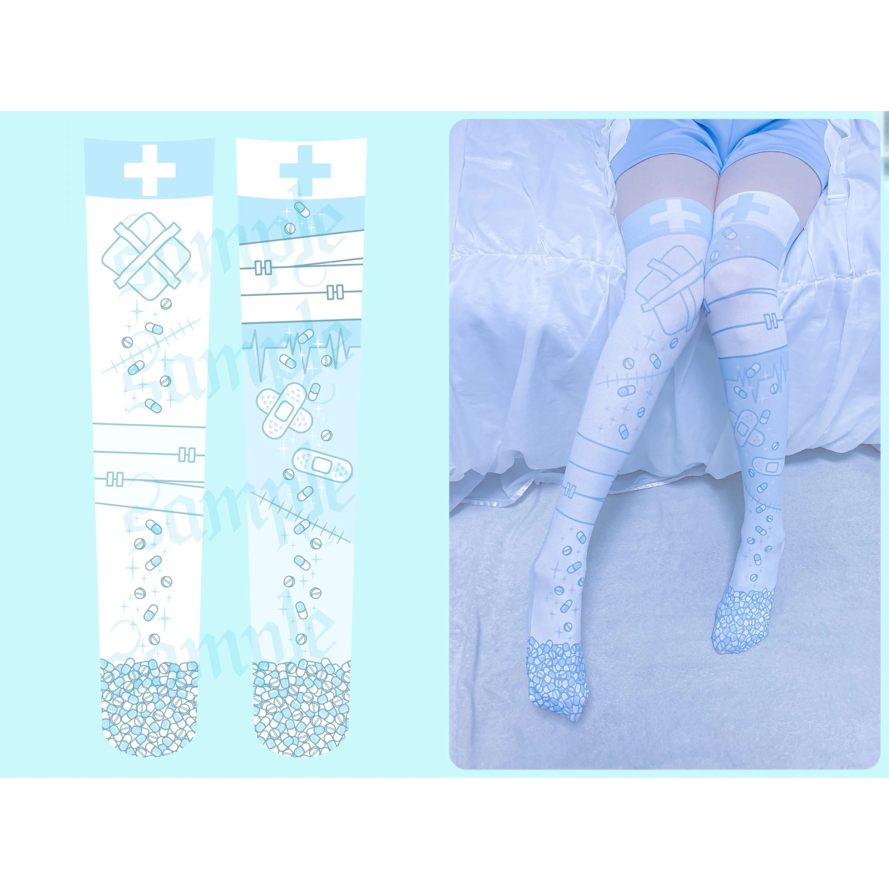 Menherachan pastel blue socks