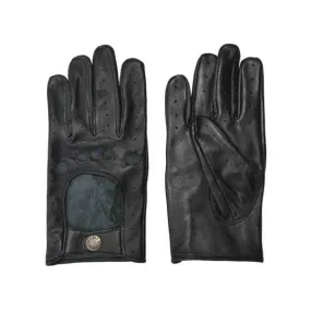 Men's Bullitt Leather Driving Glove - Black and Brass