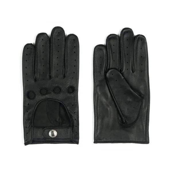 Men's Bullitt Leather Driving Glove - Black and Nickel