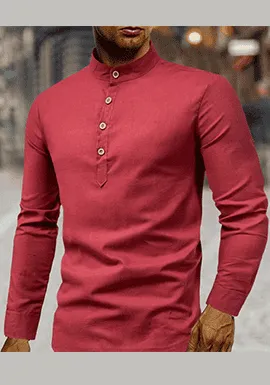 Men's Stand Collar Linen Shirt