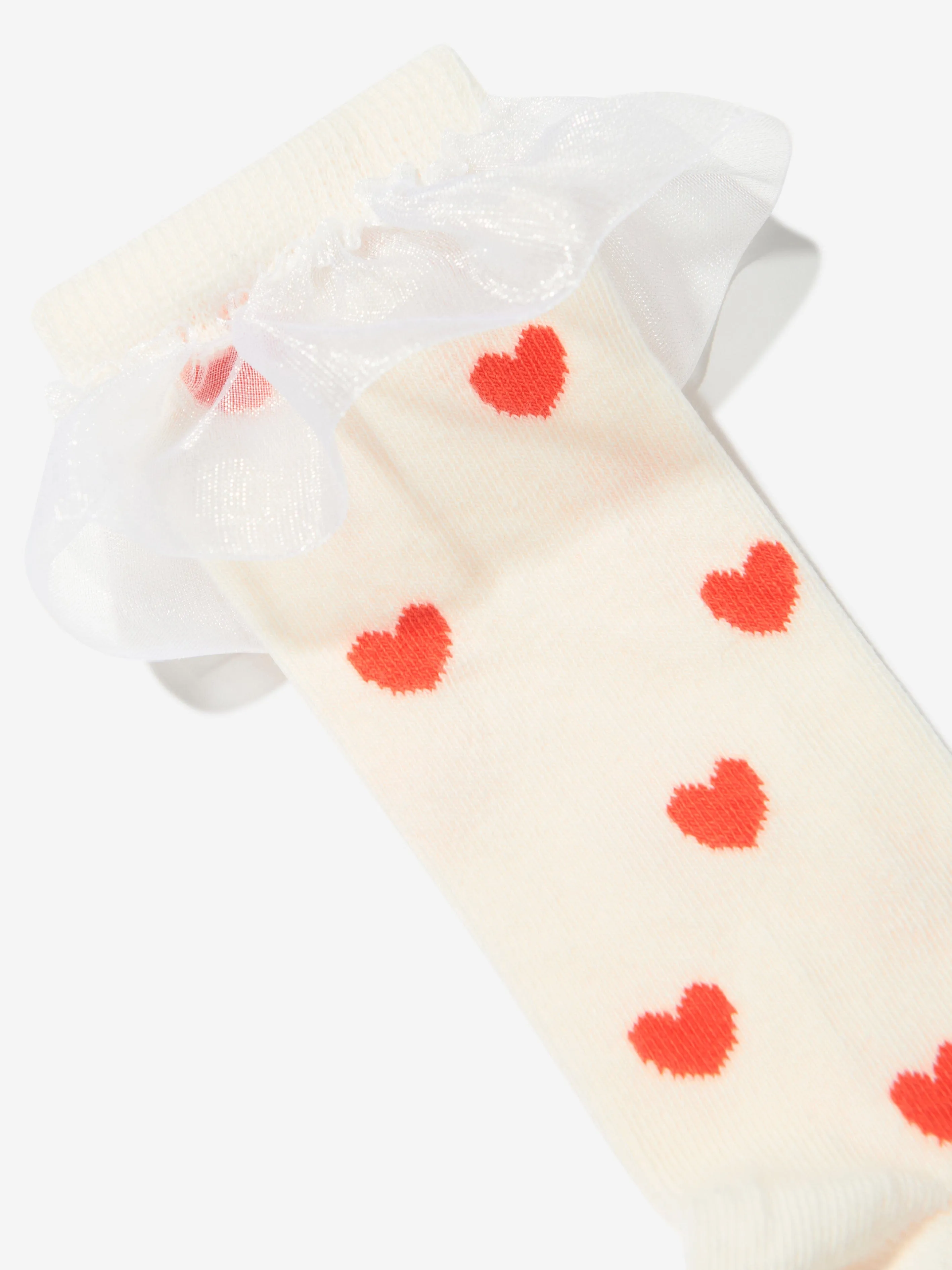 Mini Rodini Girls Hearts Frill Socks in White