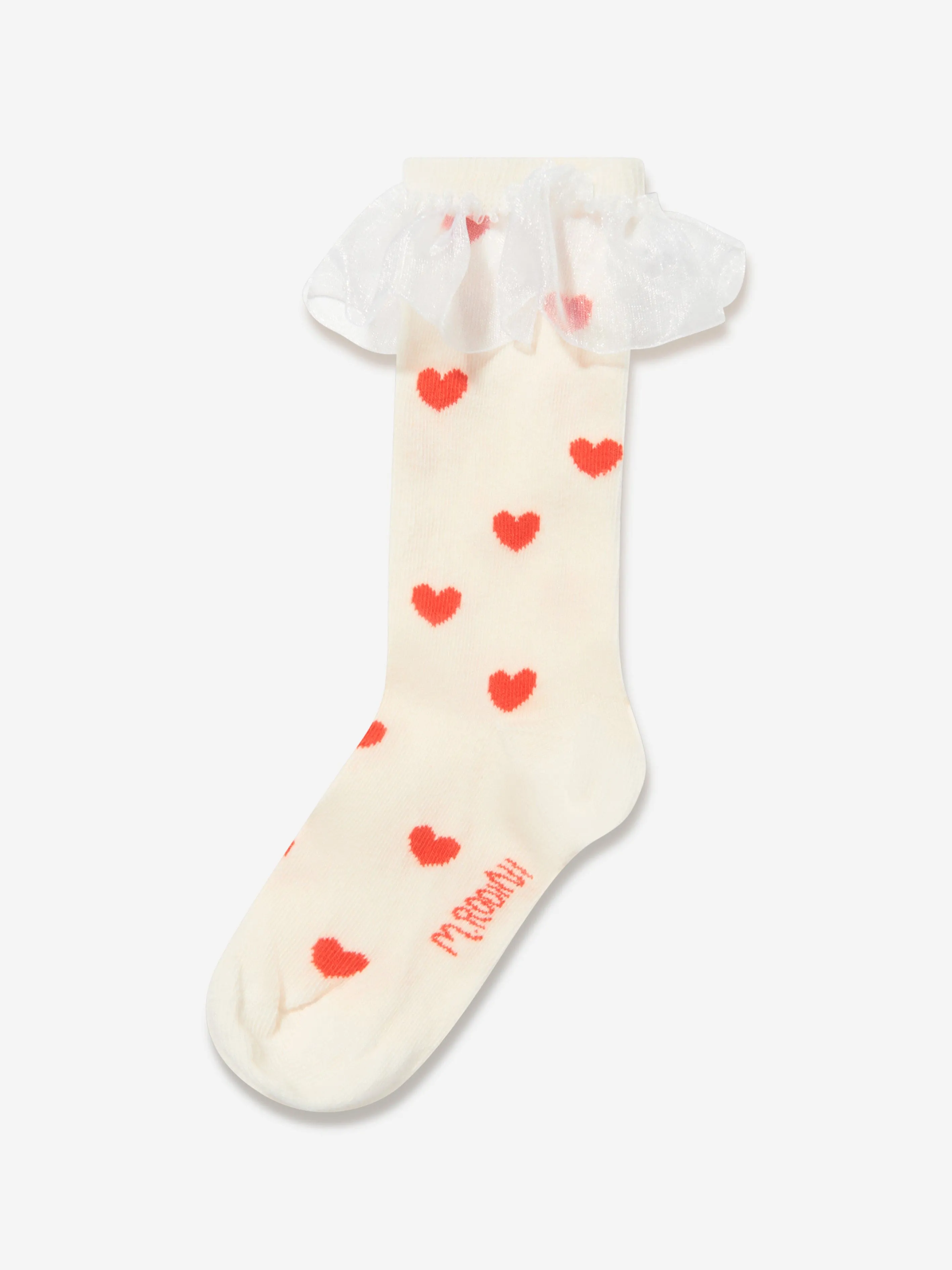 Mini Rodini Girls Hearts Frill Socks in White